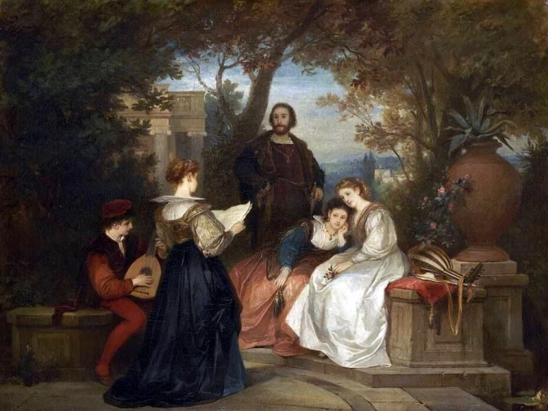 1819-Ludwig von Hagn - Scena del giardino all'italiana